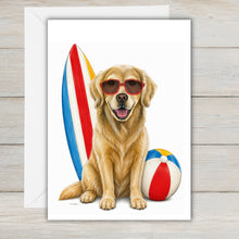 Load image into Gallery viewer, Coastal Golden Retriever Greeting Card - Beach Dog Greeting Cards
