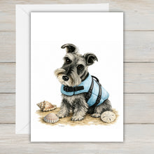 Load image into Gallery viewer, Coastal Schnauzer Greeting Card - Beach Dog Greeting Cards
