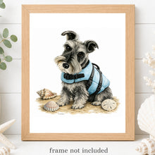 Load image into Gallery viewer, Schnauzer Art Print - Beach Dog Art Print
