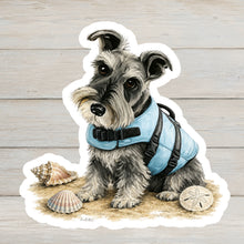 Load image into Gallery viewer, Schnauzer Vinyl Sticker - 4" Coastal Dog Stickers - Beach Themed
