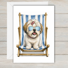 Load image into Gallery viewer, Coastal ShihTzu Greeting Card - Beach Dog Greeting Cards
