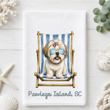 Load image into Gallery viewer, Coastal ShihTzu Tea Towel - Shih Tzu Kitchen Towel - Option to Personalize
