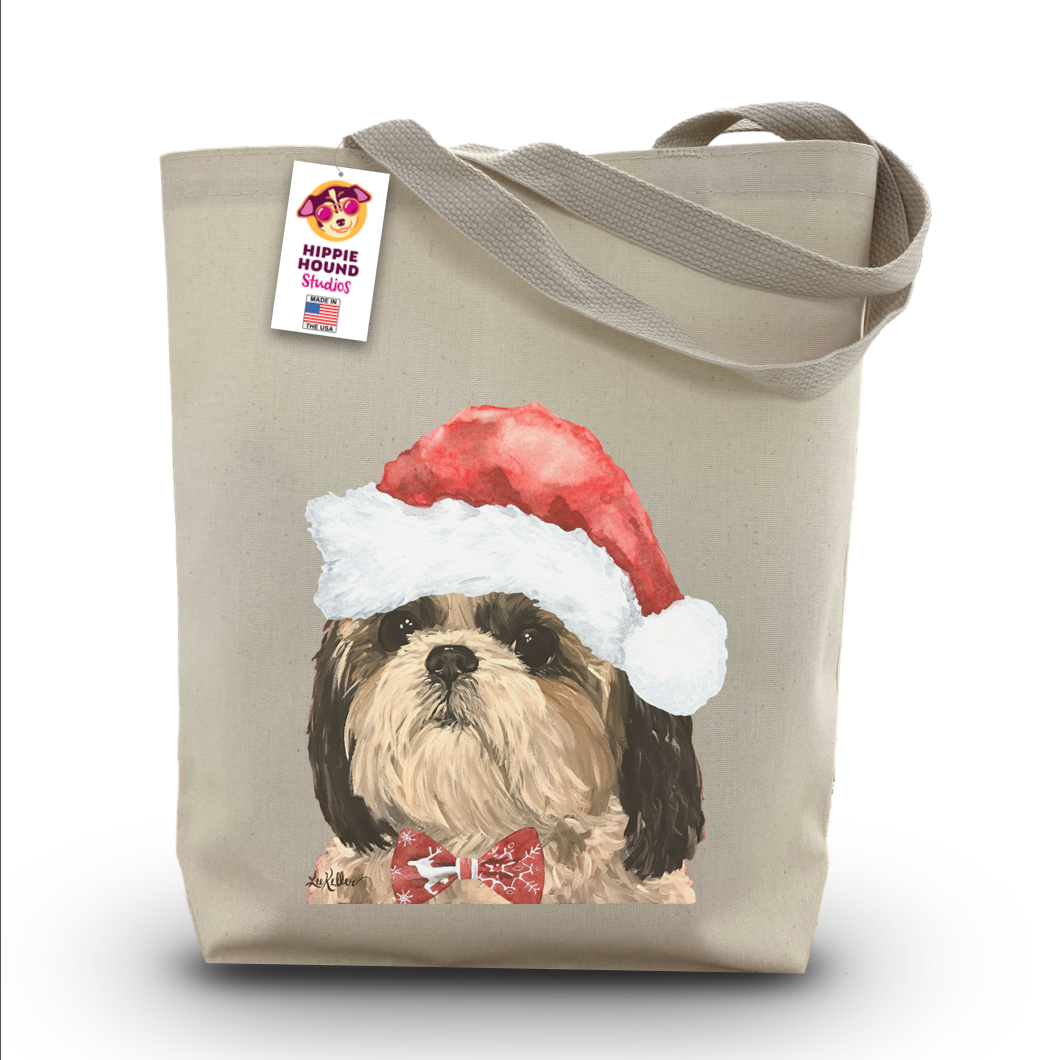 Dog Christmas Tote Bag, 'Shihtzu'
