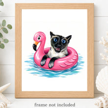 Load image into Gallery viewer, Siamese Cat Art Print - Beach Cat Art Print
