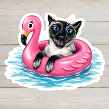 Load image into Gallery viewer, Siamese Cat Vinyl Sticker - 4" Coastal Cat Sticker
