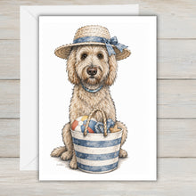 Load image into Gallery viewer, Coastal Tan Golden Doodle Greeting Card - Beach Dog Greeting Cards - Labradoodle
