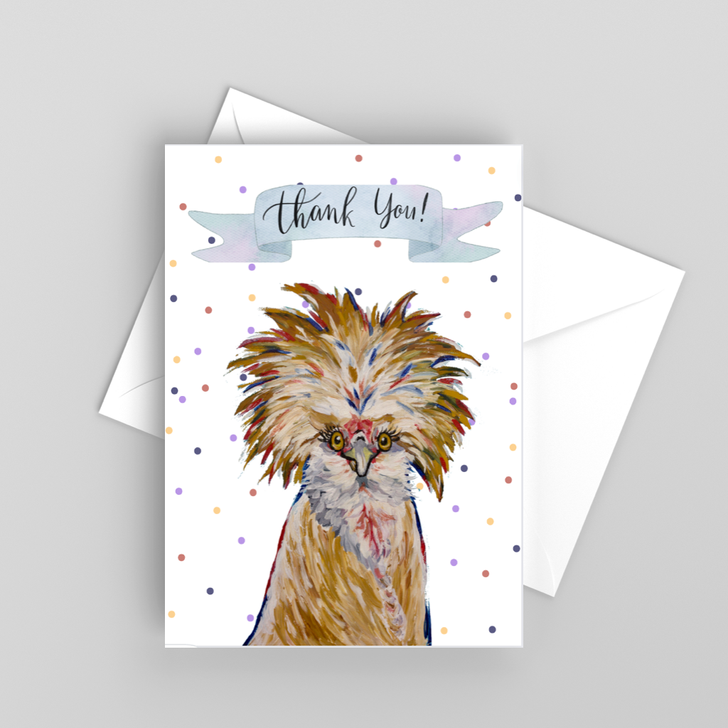 Chicken Greeting Card 'Thank You', Cute Chicken Card