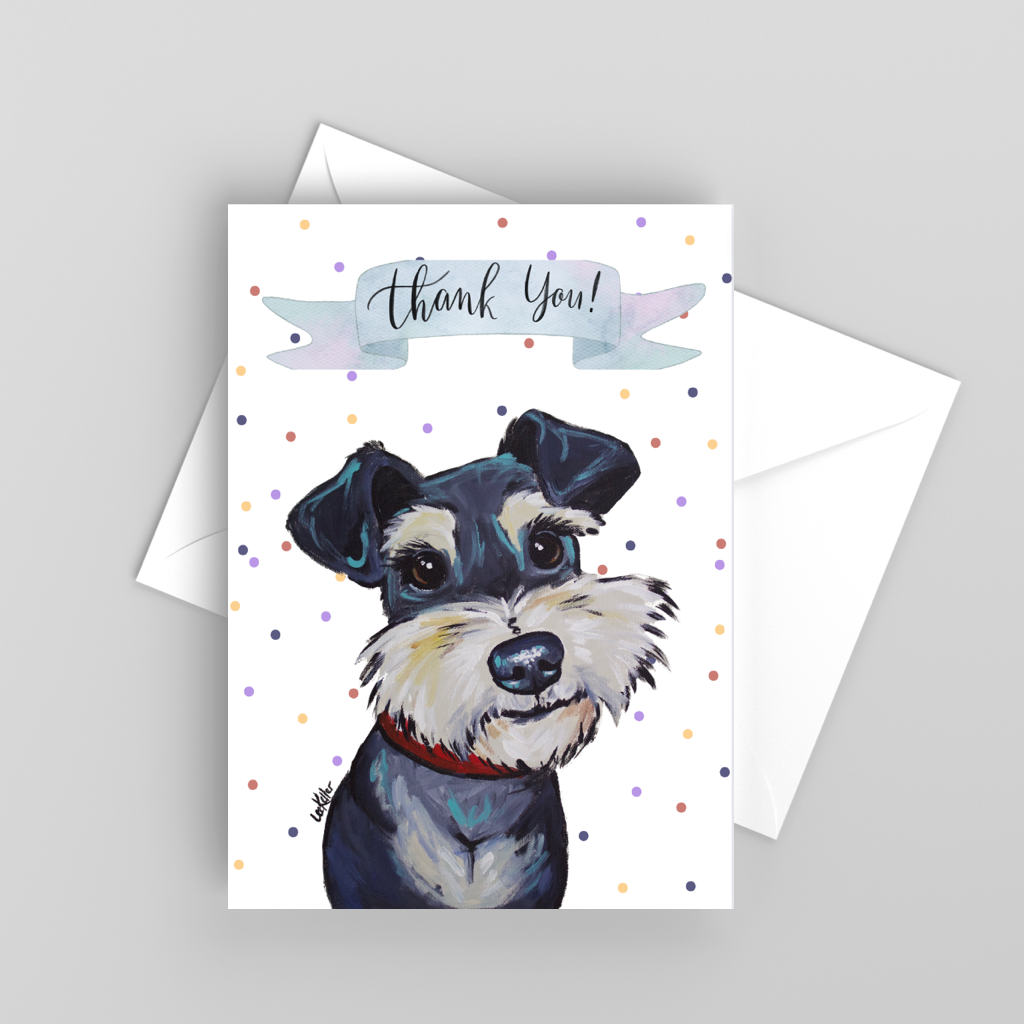 Schnauzer Greeting Card 'Thank You', Cute Dog Card