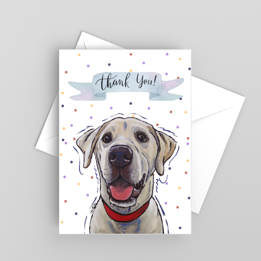 Yellow Lab Greeting Card 'Thank You', Cute Dog Card