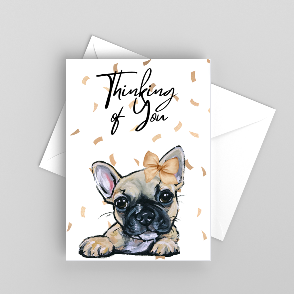 French Bulldog Greeting Card 'Thinking of You', Cute Dog Card