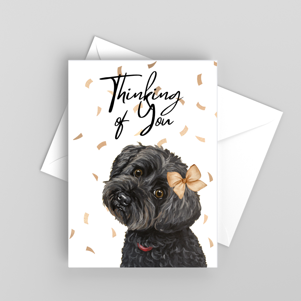 Yorkie Poo Greeting Card 'Thinking of You', Cute Dog Card