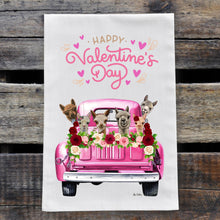 Load image into Gallery viewer, Alpaca Valentine&#39;s Day Towel, &#39;Pink Farm Truck&#39;
