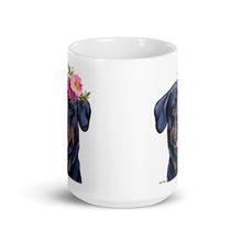 Load image into Gallery viewer, Rottweiler Mug, Dog Coffee Mug, 15oz Bright Blooms Rottweiler Dog Mug
