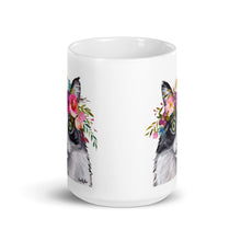 Load image into Gallery viewer, Cat Mug &#39;Fluffy Cat&#39;, Cat Coffee Mug, 15oz Bright Blooms Cat Mug
