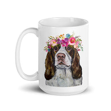Load image into Gallery viewer, Springer Spaniel Mug, Dog Coffee Mug, 15oz Bright Blooms Spaniel Dog Mug

