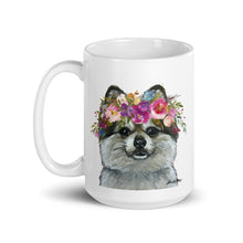 Load image into Gallery viewer, Pomeranian Mug, Dog Coffee Mug, 15oz Bright Blooms Pomeranian Dog Mug
