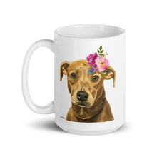 Load image into Gallery viewer, Pitt Bull Mug, Dog Coffee Mug, 15oz Bright Blooms Pitt Bull Dog Mug
