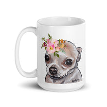 Load image into Gallery viewer, Chihuahua Mug, Dog Coffee Mug, 15oz Bright Blooms Chihuahua Dog Mug
