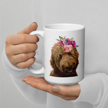 Load image into Gallery viewer, Apricot Doodle Mug, Dog Coffee Mug, 15oz Bright Blooms Doodle Dog Mug
