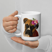 Load image into Gallery viewer, Boxer Mug, Dog Coffee Mug, 15oz Bright Blooms Boxer Dog Mug
