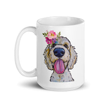 Load image into Gallery viewer, Golden Doodle Mug, Dog Coffee Mug, 15oz Bright Blooms Golden Doodle Dog Mug

