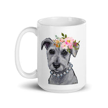 Load image into Gallery viewer, Schnauzer Mug, Dog Coffee Mug, 15oz Bright Blooms Schnauzer Dog Mug
