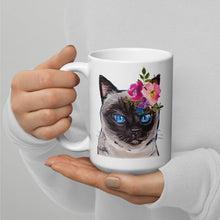 Load image into Gallery viewer, Cat Mug &#39;Siamese Cat&#39;, Cat Coffee Mug, 15oz Bright Blooms Cat Mug
