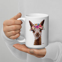 Load image into Gallery viewer, Alpaca Mug &#39;Rosie&#39;, Alpaca Coffee Mug, 15oz Bright Blooms Alpaca Mug
