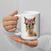 Load image into Gallery viewer, Alpaca Mug &#39;Holly&#39;, Alpaca Coffee Mug, 15oz Bright Blooms Alpaca Mug
