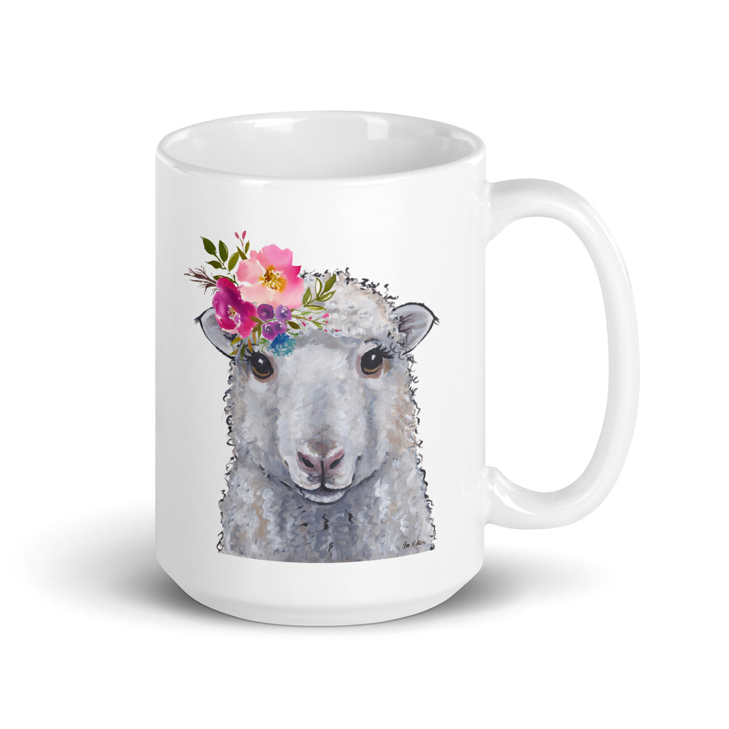 Sheep Mug 'Stella', Sheep Coffee Mug, 15oz Bright Blooms Sheep Mug