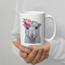 Load image into Gallery viewer, Sheep Mug &#39;Stella&#39;, Sheep Coffee Mug, 15oz Bright Blooms Sheep Mug
