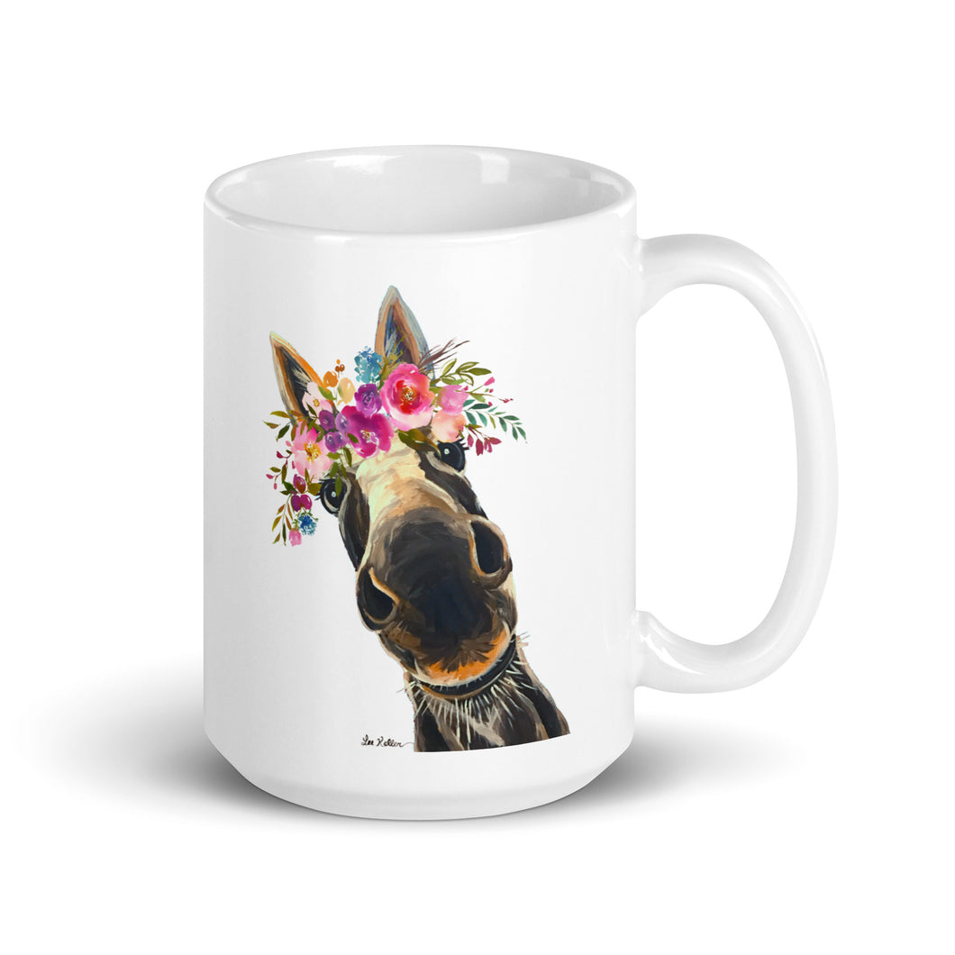 Donkey Mug 'Snickers', Donkey Coffee Mug, 15oz Bright Blooms Donkey Mug