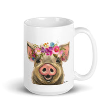 Load image into Gallery viewer, Pig Mug &#39;Posey&#39;, Pig Coffee Mug, 15oz Bright Blooms Pig Mug
