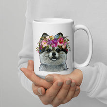 Load image into Gallery viewer, Pomeranian Mug, Dog Coffee Mug, 15oz Bright Blooms Pomeranian Dog Mug
