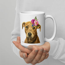 Load image into Gallery viewer, Pitt Bull Mug, Dog Coffee Mug, 15oz Bright Blooms Pitt Bull Dog Mug
