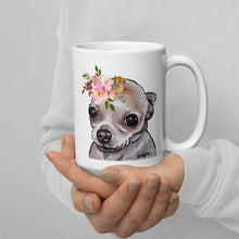 Load image into Gallery viewer, Chihuahua Mug, Dog Coffee Mug, 15oz Bright Blooms Chihuahua Dog Mug
