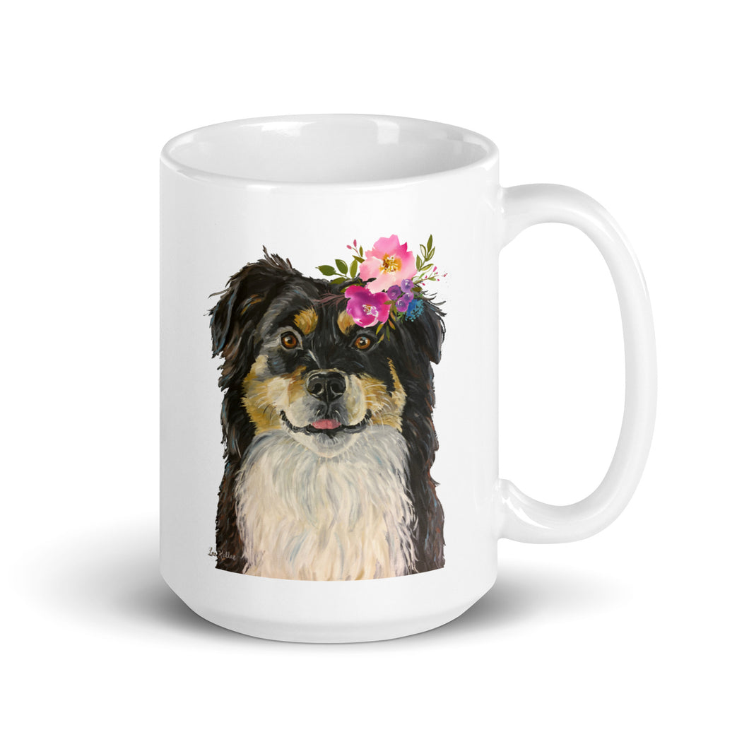 Border Collie Mug, Dog Coffee Mug, 15oz Bright Blooms Border Collie Dog Mug