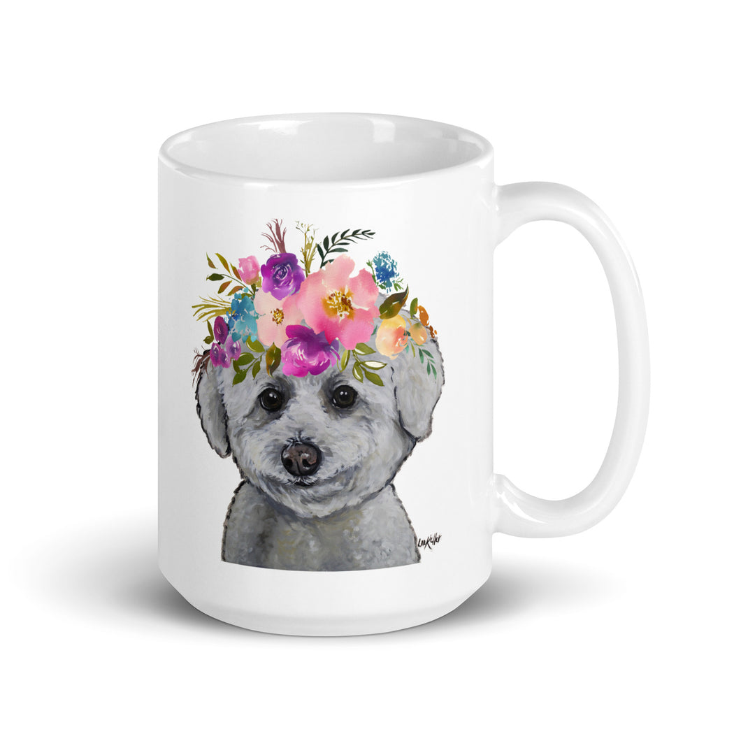 Bichon Mug, Dog Coffee Mug, 15oz Bright Blooms Bichon Dog Mug