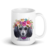 Load image into Gallery viewer, Poodle Mug, Dog Coffee Mug, 15oz Bright Blooms Poodle Dog Mug
