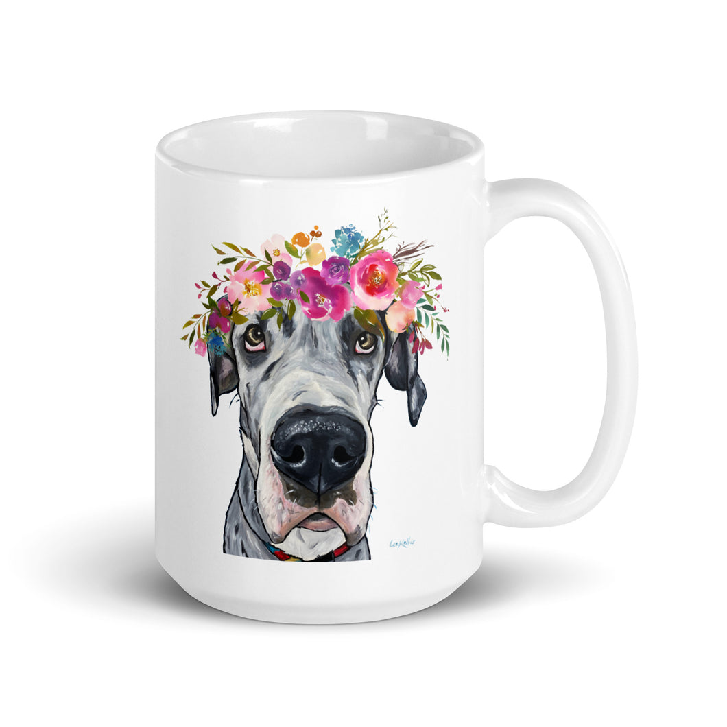Great Dane Mug, Dog Coffee Mug, 15oz Bright Blooms Great Dane Dog Mug