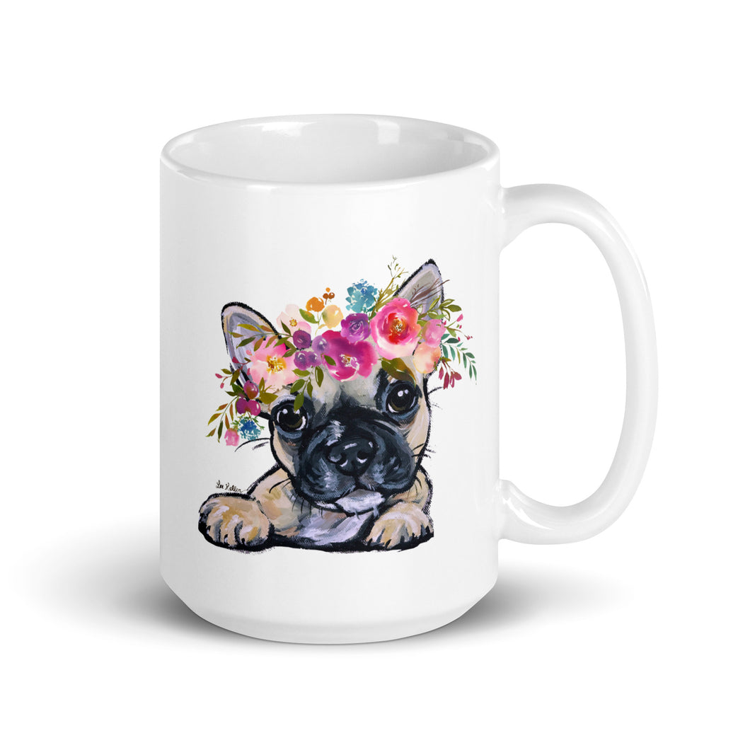French Bulldog Mug, Dog Coffee Mug, 15oz Bright Blooms Frenchie Dog Mug
