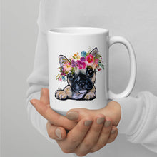Load image into Gallery viewer, French Bulldog Mug, Dog Coffee Mug, 15oz Bright Blooms Frenchie Dog Mug
