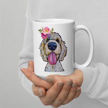 Load image into Gallery viewer, Golden Doodle Mug, Dog Coffee Mug, 15oz Bright Blooms Golden Doodle Dog Mug
