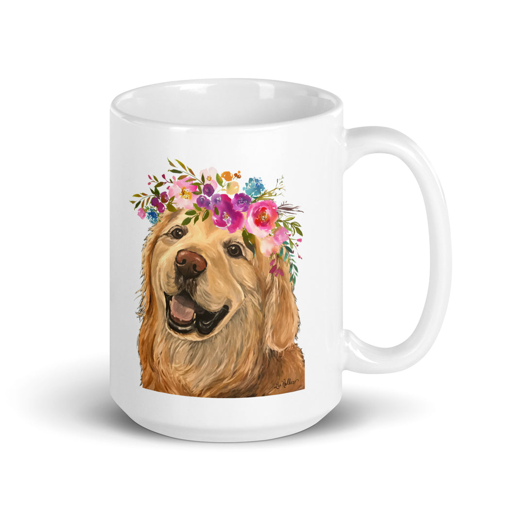 Golden Retriever Mug, Dog Coffee Mug, 15oz Bright Blooms Golden Retriever Dog Mug