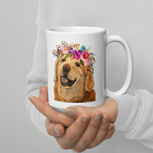 Load image into Gallery viewer, Golden Retriever Mug, Dog Coffee Mug, 15oz Bright Blooms Golden Retriever Dog Mug
