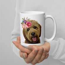 Load image into Gallery viewer, Apricot Doodle Puppy Mug, Dog Coffee Mug, 15oz Bright Blooms Doodle Puppy Dog Mug
