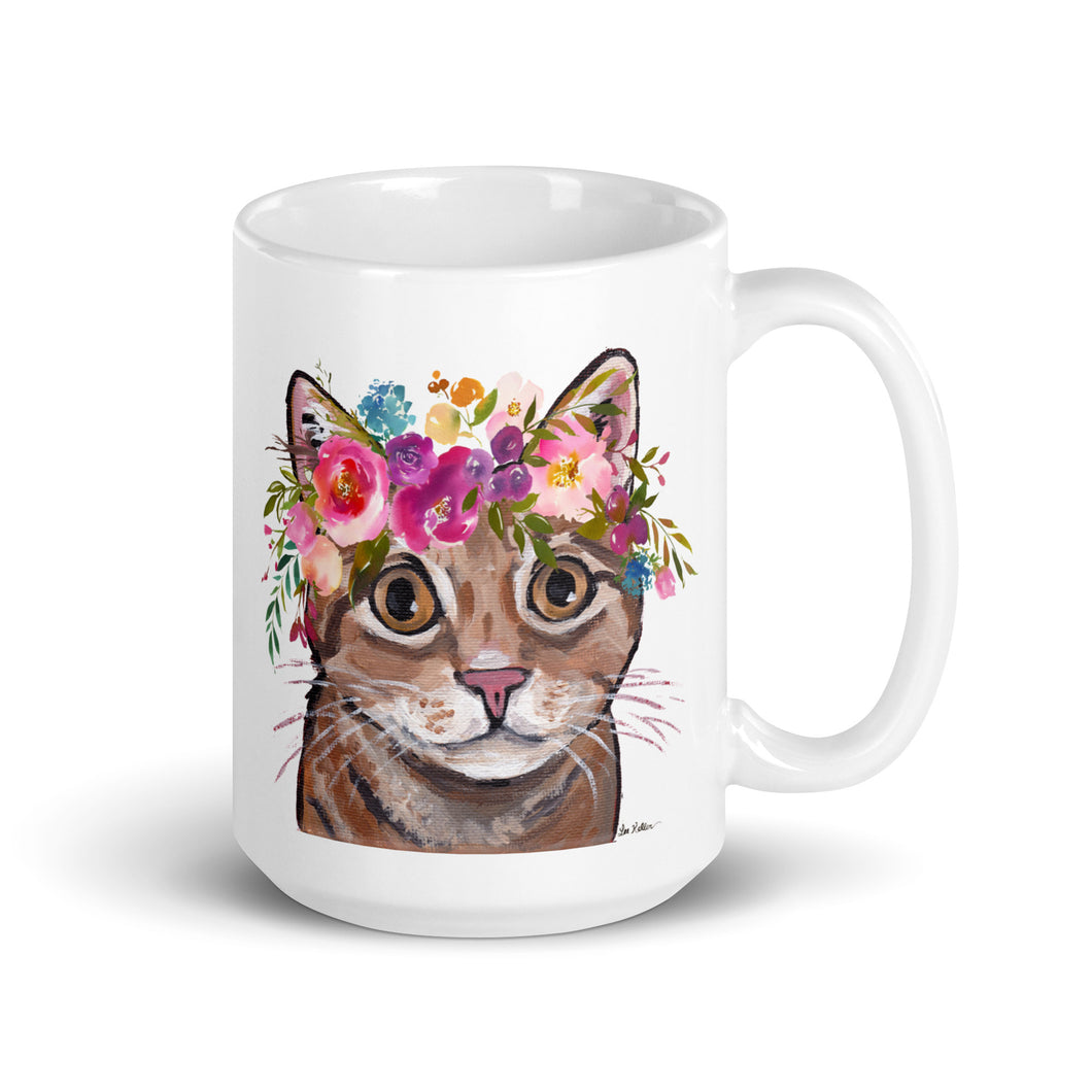 Cat Mug 'Orange Tabby', Cat Coffee Mug, 15oz Bright Blooms Cat Mug