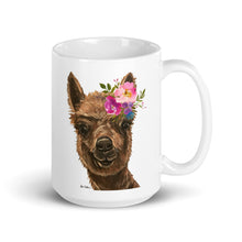 Load image into Gallery viewer, Alpaca Mug &#39;Fudge&#39;, Alpaca Coffee Mug, 15oz Bright Blooms Alpaca Mug
