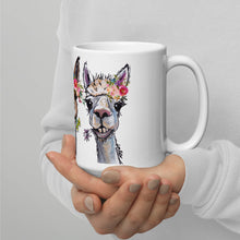 Load image into Gallery viewer, Alpaca Mug &#39;Trio&#39;, Alpaca Coffee Mug, 15oz Bright Blooms Alpaca Mug
