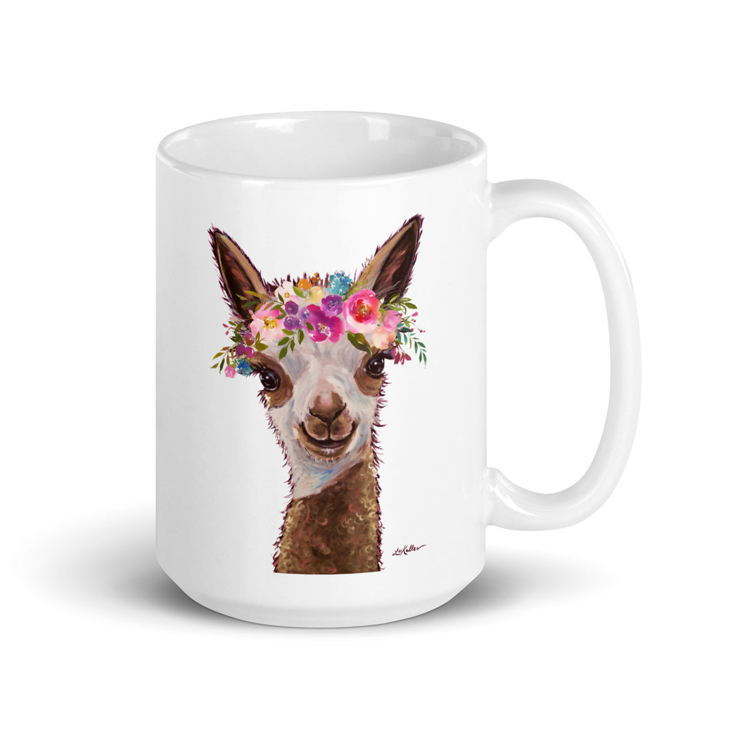 Alpaca Mug 'Rosie', Alpaca Coffee Mug, 15oz Bright Blooms Alpaca Mug
